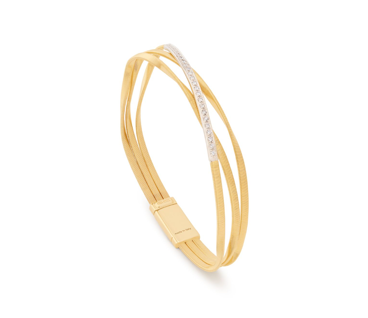 18K YG Marrakech 3-Strand Coil Bracelet with Diamond Bar by Marco Bicego