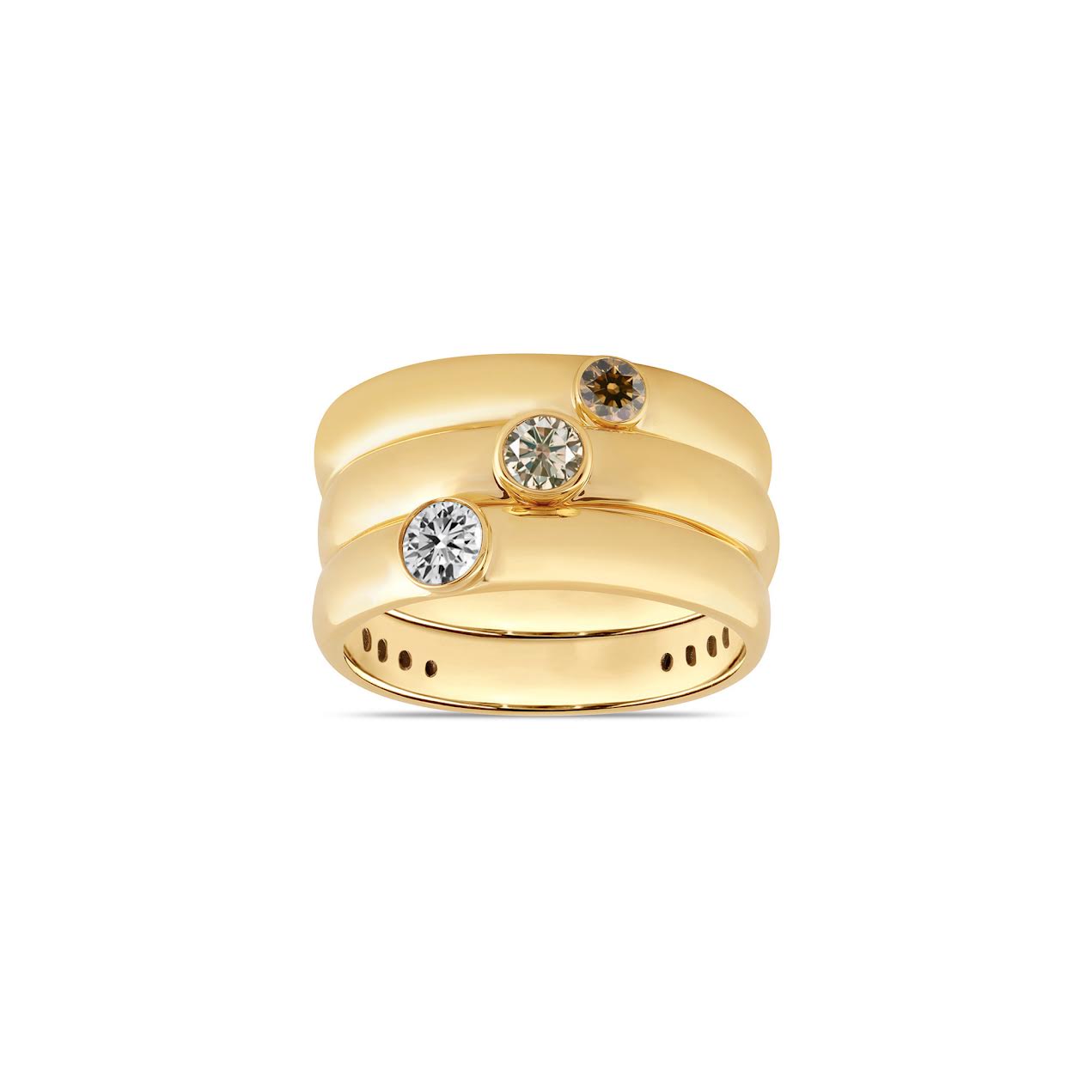 10K YG 1/2cttw Desert Diamond 3 Stackable Ring Set Main image