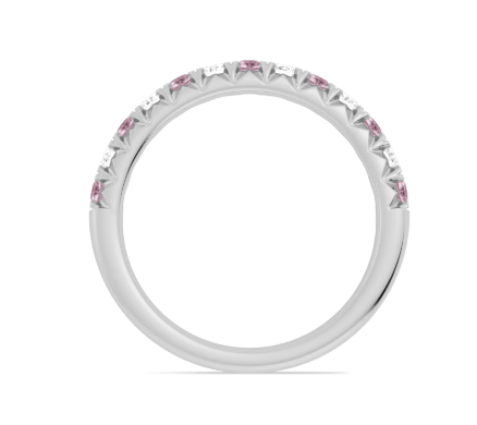 14K White Gold Alternating Pink Tourmaline & Diamond Fishtail Anniversary Band Secondary image