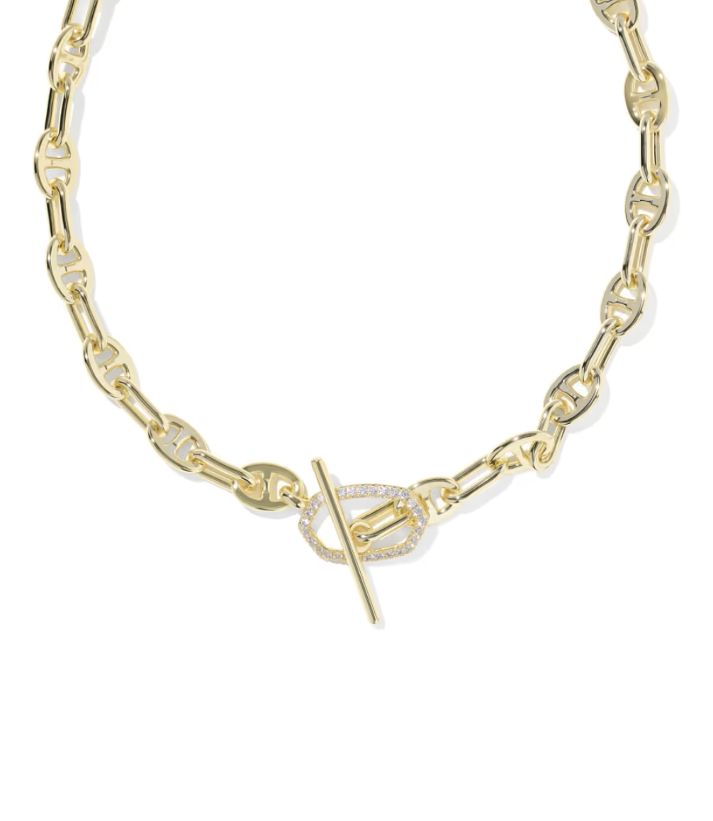 Gold Plated Elisa Toggle Necklace in White CZ by Kendra Scott Main image
