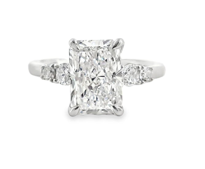14K White Gold Lab Grown Radiant Diamond 5-Stone Engagement Ring by Fana
