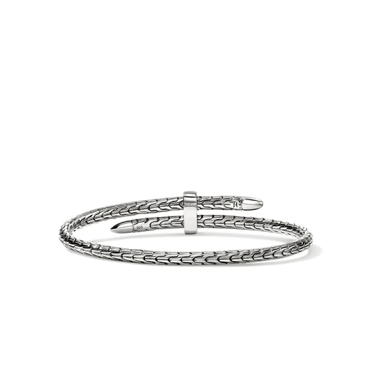 Sterling Silver Spear Flex 4mm Treated Black Sapphire Bangle by John Hardy