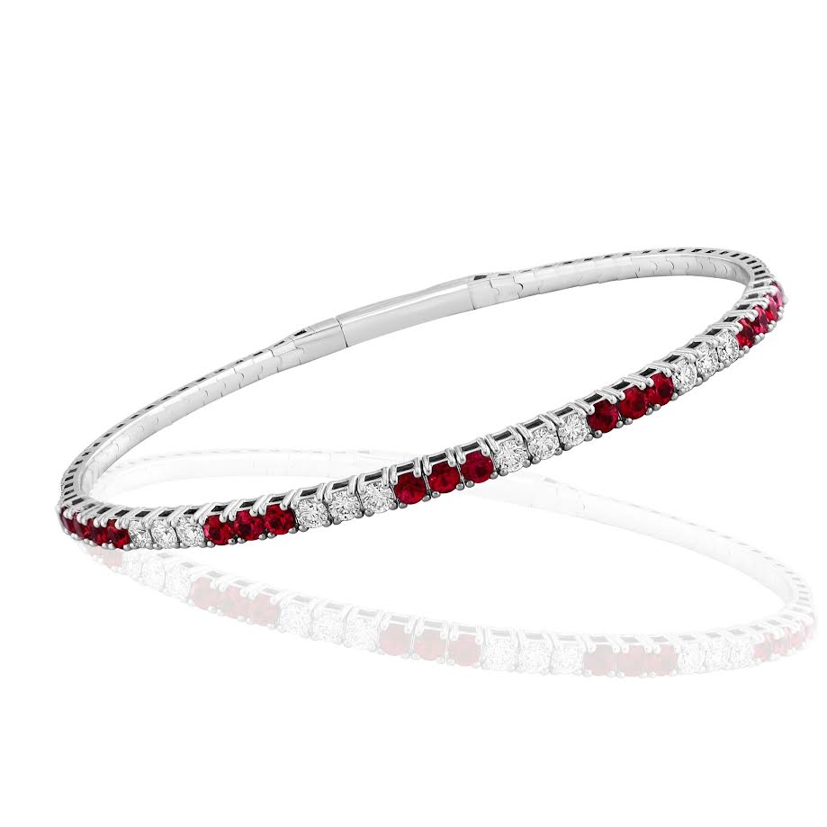 18K WG Ruby & Diamond Flexi Bangle by David Kord Main image