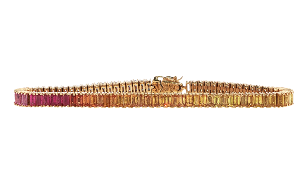 18K Yellow Gold Multicolor Sapphire Tennis Bracelet by Erica Courtney Secondary image