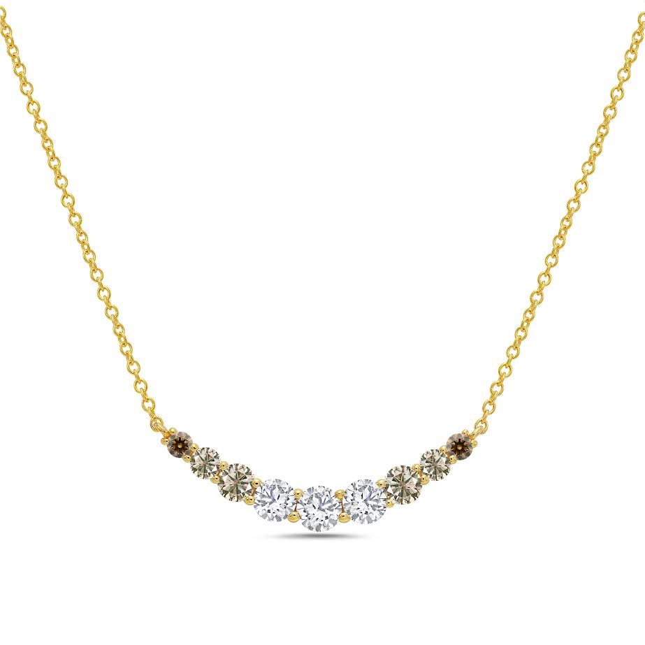 14K YG 3/4cttw Desert Diamond Graduated Smile Pendant Necklace Main image