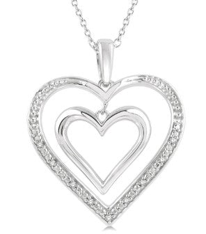 SS .03cttw Diamond Heart Pendant Necklace Main image