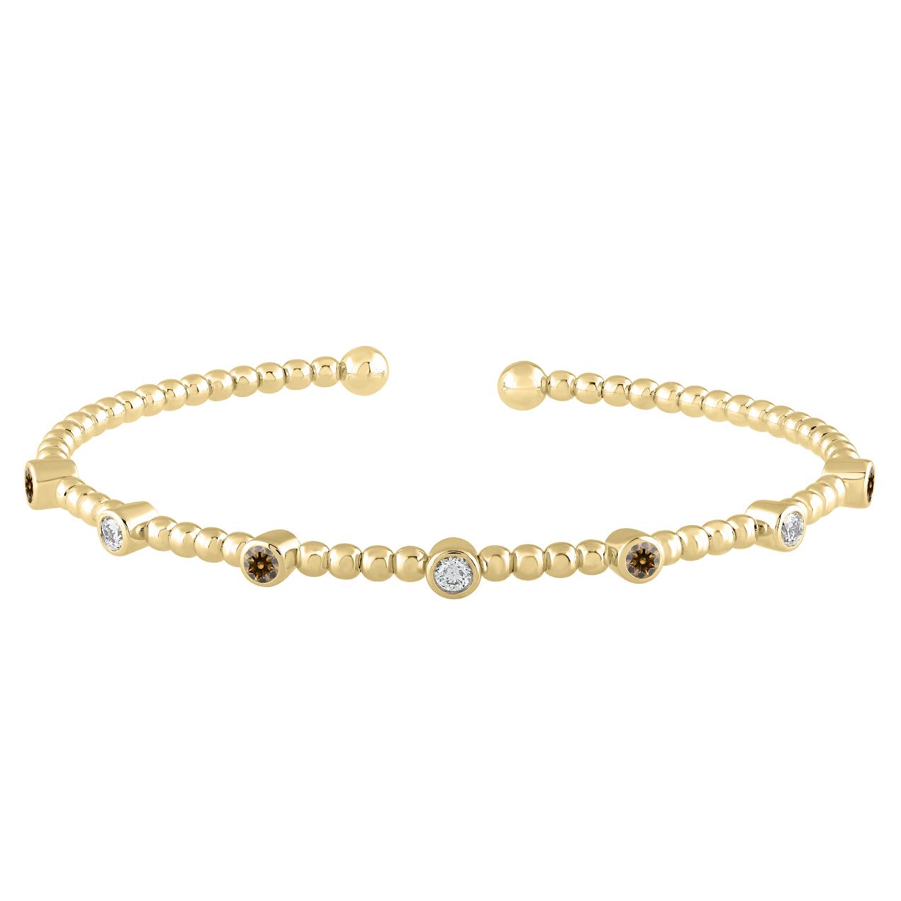 10K YG 1/2cttw Desert Diamond Beaded Flexi Bangle Bracelet