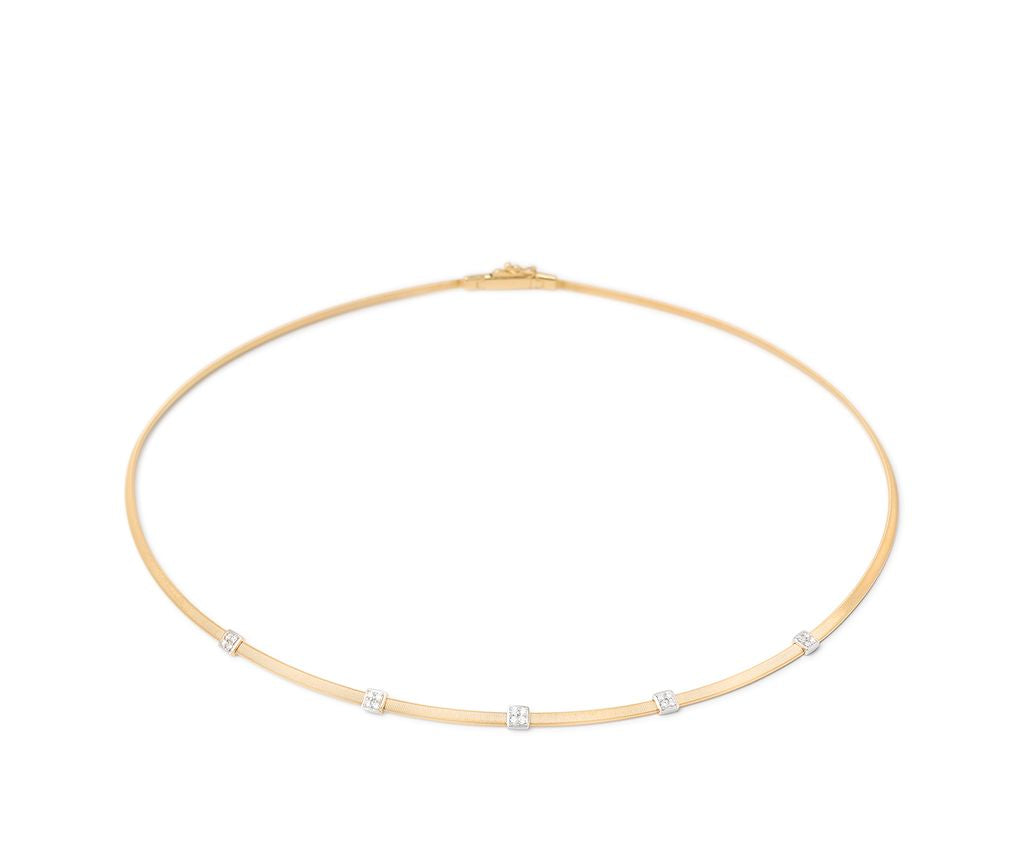 18K YG Masai Coil Necklace with 5 Diamond Pave Stations by Marco Bicego