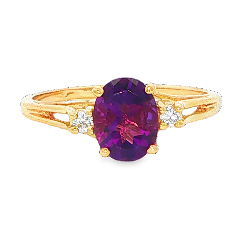 14K YG 3-Stone Amethyst Split Shank Ring *Estate Item Sold as is, Final Sale*