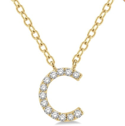 10K YG 1/20cttw Diamond Initial "C" Pendant Necklace Main image