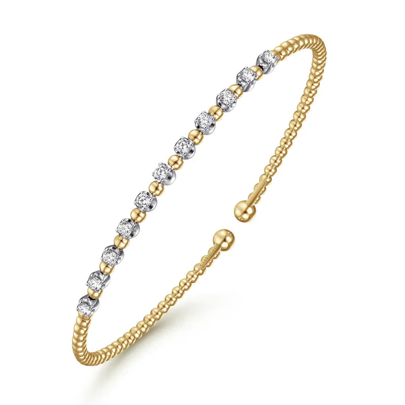 14K Two-Tone Bujukan Diamond Split Bangle by Gabriel NY Secondary image
