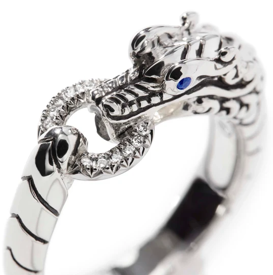 Sterling Silver Naga Heritage Diamond Dragon Ring by John Hardy
