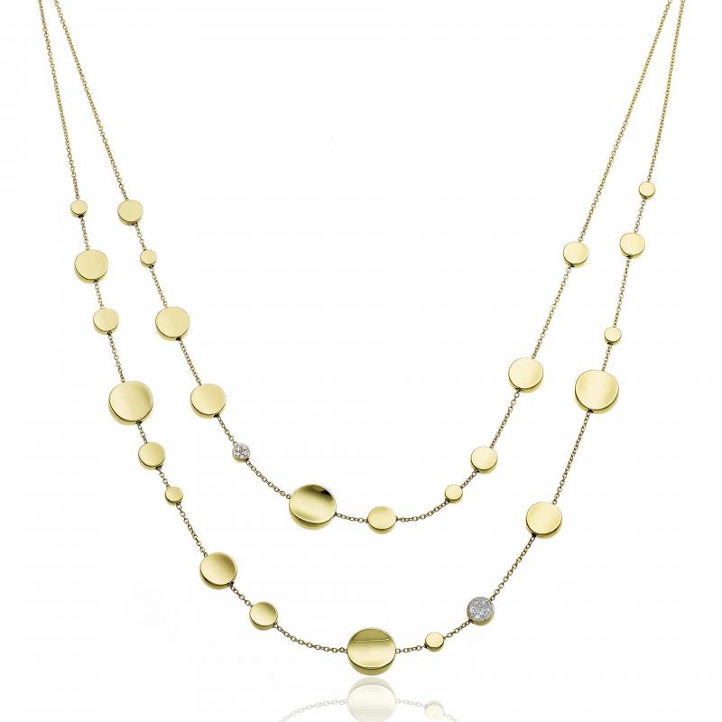 18K YG Armillas Glow Diamond Double Chain Necklace by Chimento