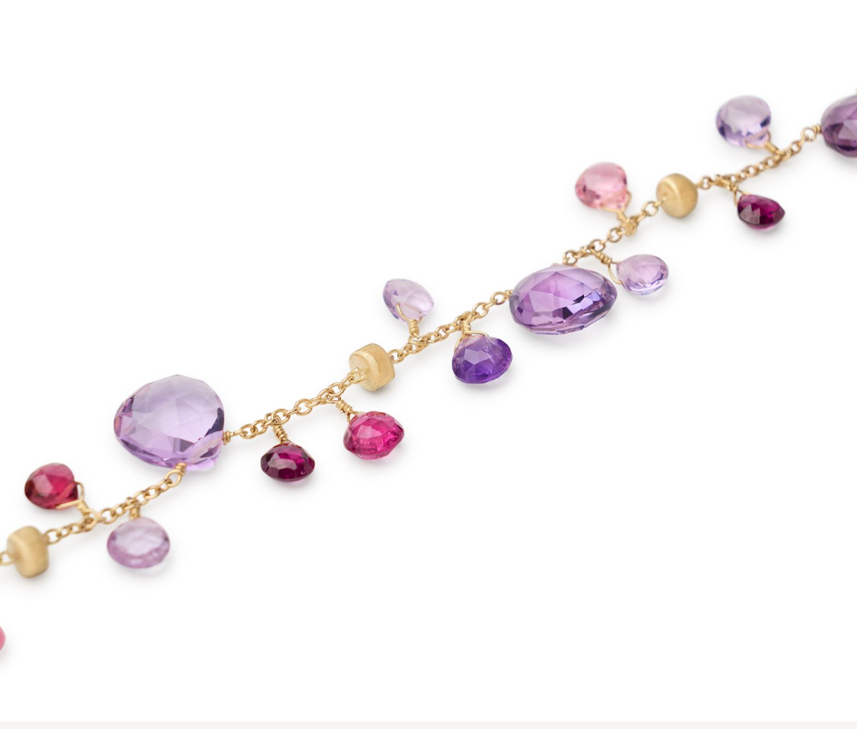 18K YG Paradise Single Strand Bracelet with Pink Tourmaline & Amethyst by Marco Bicego
