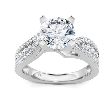 14K WG 58 Rd Dia=3/8cttw Pave Engagement Ring Main image