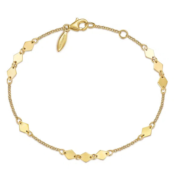 14K Yellow Gold Rhombus Stations Bracelet by Gabriel NY