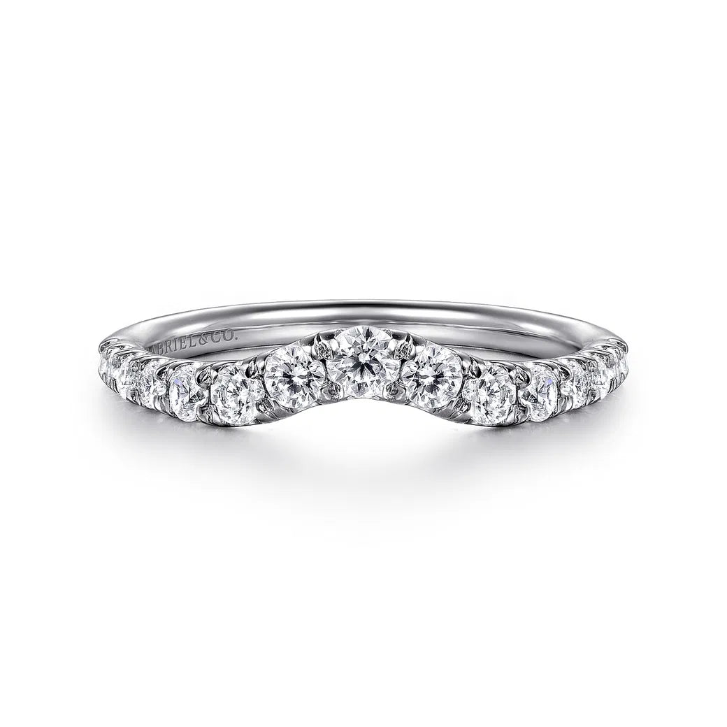 14K WG "Chambery" Curved French Pave 1/2cttw Diamond Wedding Band by Gabriel NY