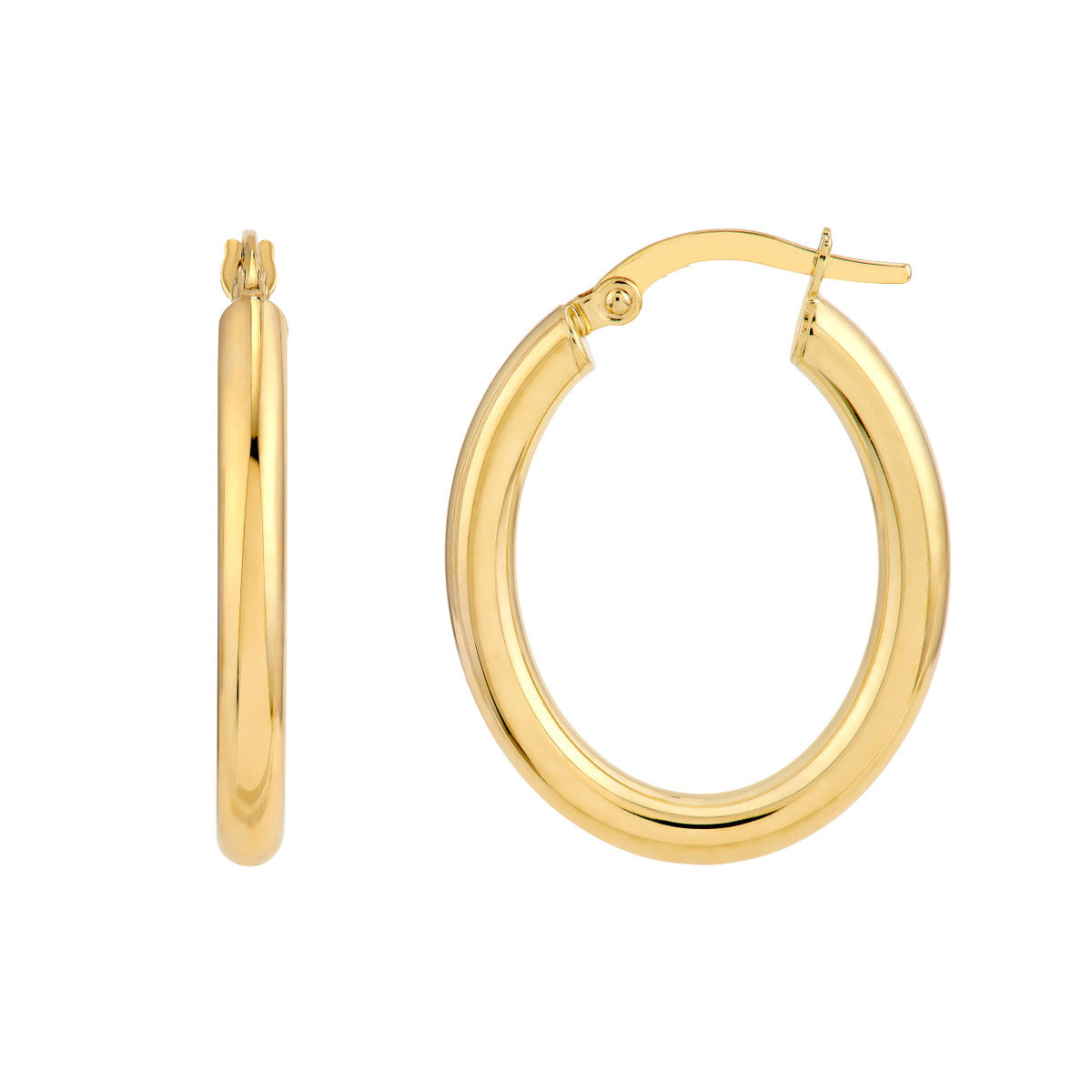 14K YG 20x15 Oval Polished Tube Hoop Earrings Main image