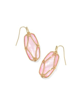 Elle Gold Plated Lattice Frame Drop Earrings in Blush Ivory MOP by Kendra Scott Main image