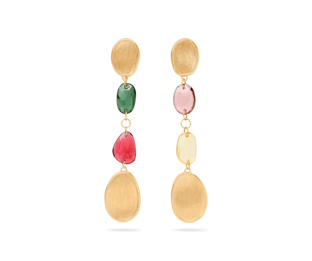 18K YG Lunaria Mixed Tourmaline Drop Earrings Secondary image