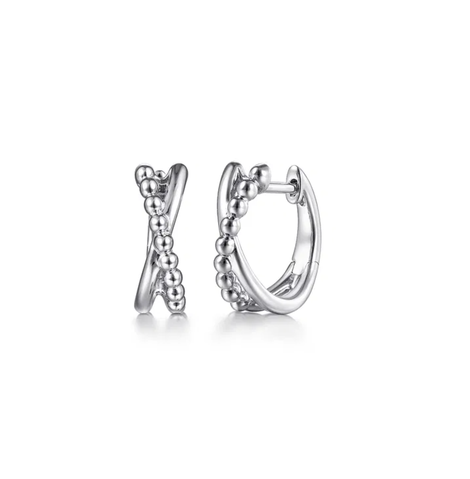 Sterling Silver Bujukan Cross Over Huggies by Gabriel NY Main image