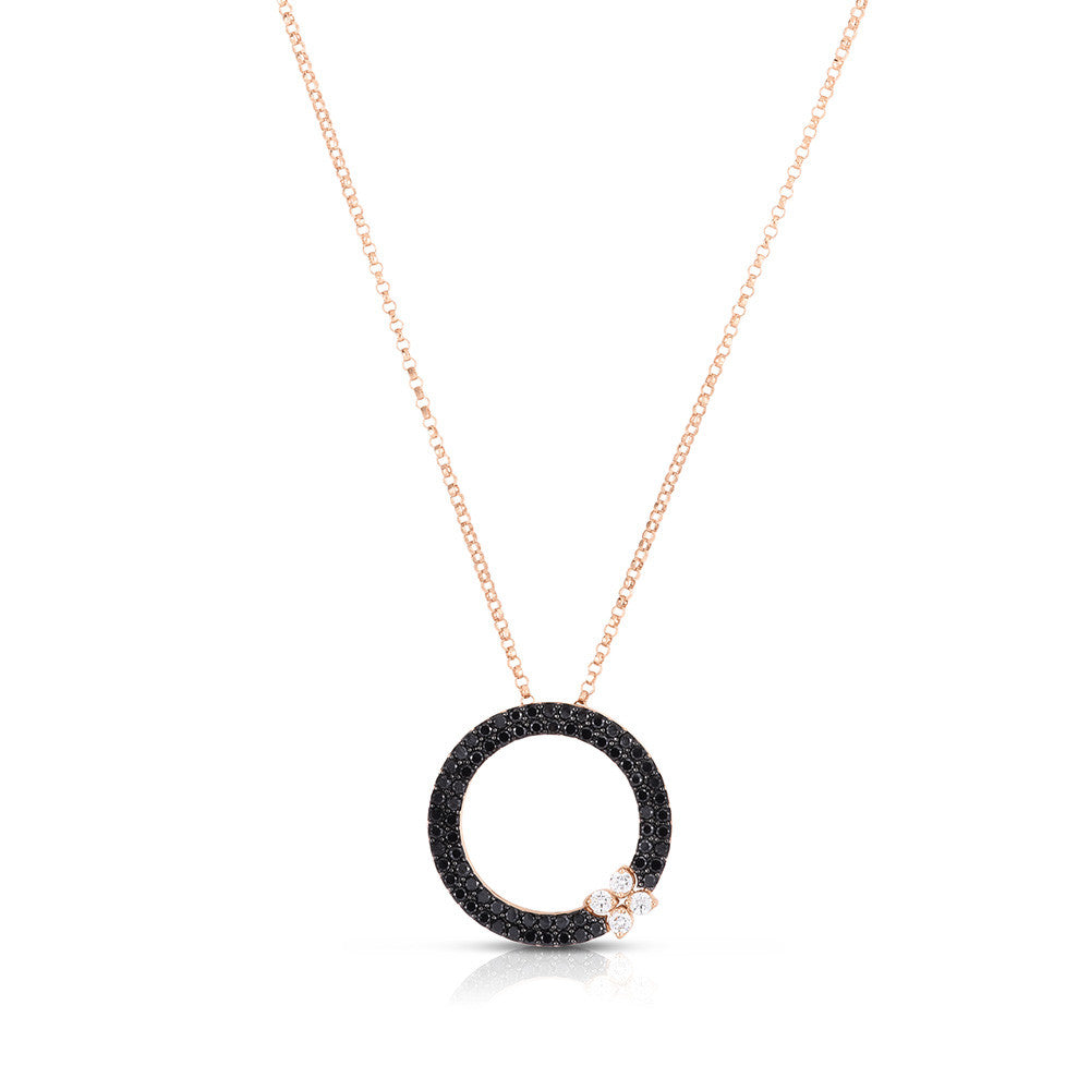 18K RG DIAMOND & BLACK DIAMOND .72CTTW LOVE IN VERONA NECKLACE BY ROBERTO COIN Main image
