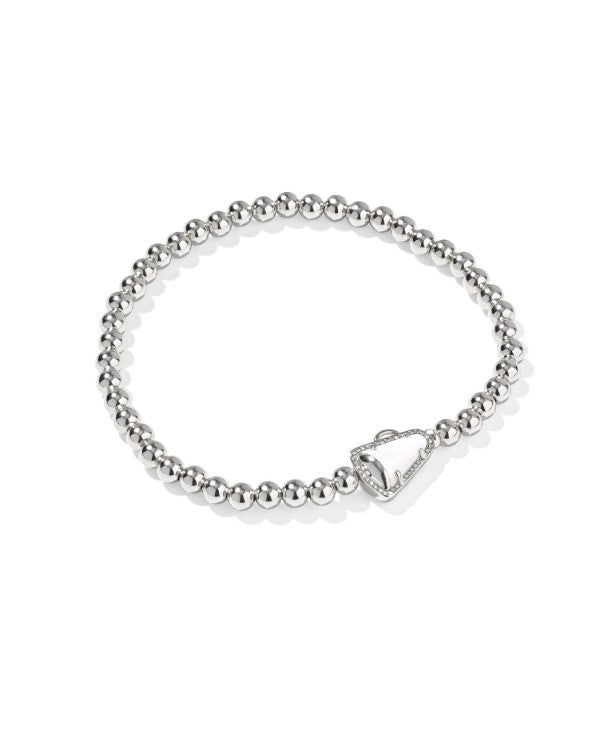 Rhodium Plated Cheer Stretch Bracelet in White MOP by Kendra Scott