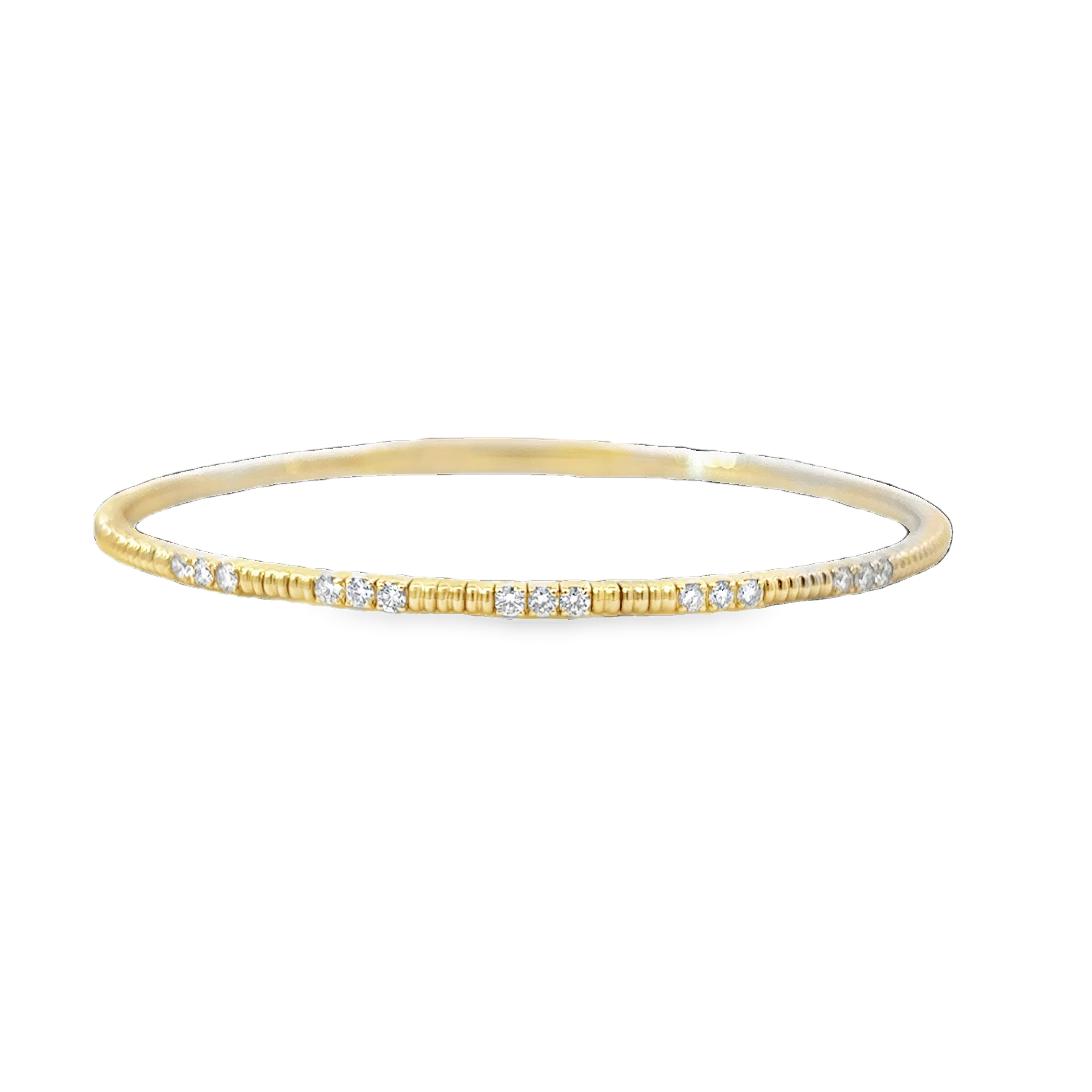 14K YG Triple Diamond Station Flexi Bangle Bracelet