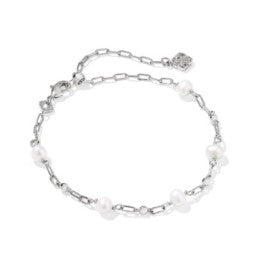 Ashton Rhodium Plated Delicate Chain Bracelet in Freshwater Cultured Pearl by Kendra Scott Main image