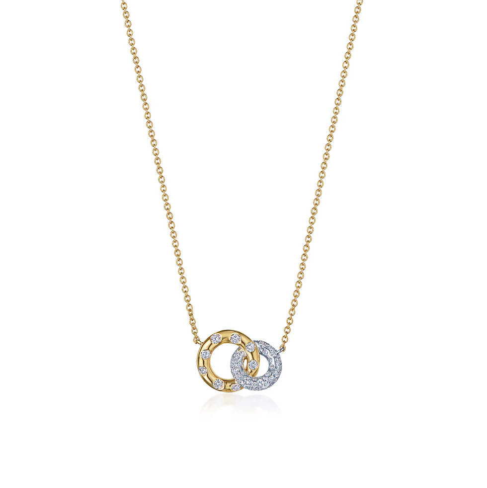 18K Two-Tone Cobblestone Petite Interlocking Diamond Pendant by KWIAT Secondary image