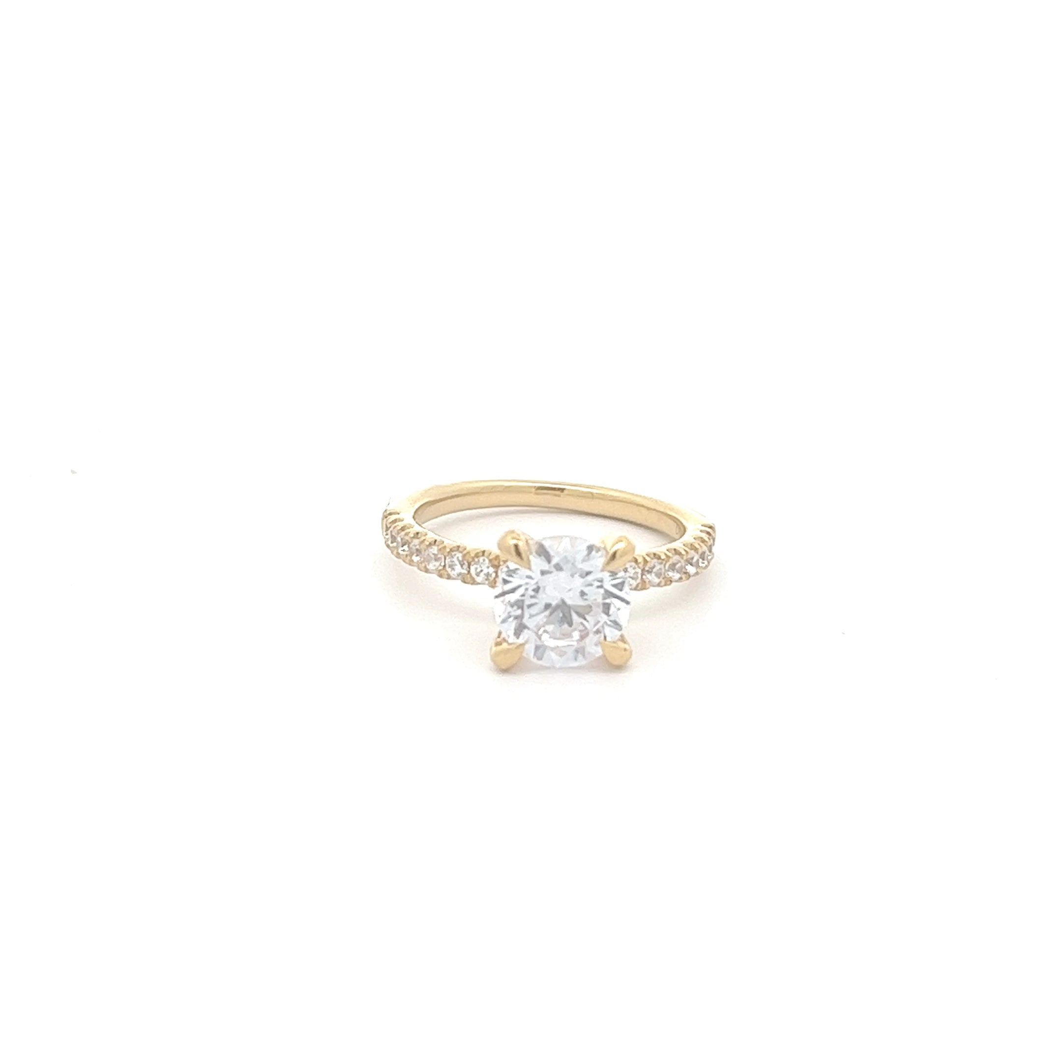 14K YG 1/3cttw Diamond Prong Set Straight Line Semi-Mount Secondary image