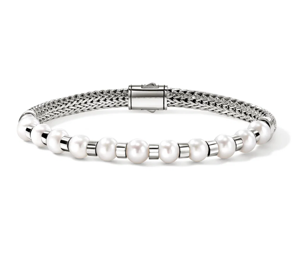 Sterling Silver & Freshwater Pearl 5mm Essentials Bracelet by John Hardy Main image