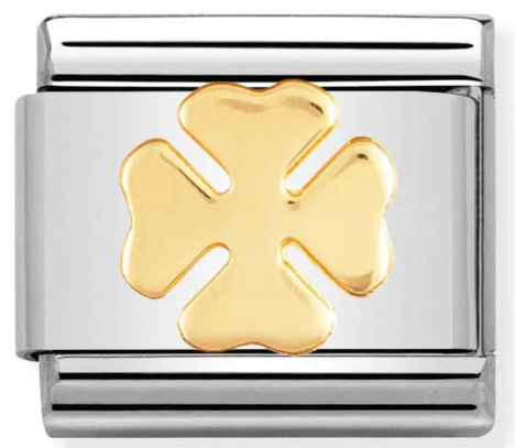 Stainless Steel & 18K Yellow Gold 4-Leaf Clover Charm