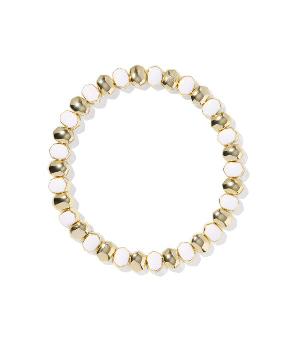 Gold Plated Daphne Stretch Bracelet in White Enamel by Kendra Scott