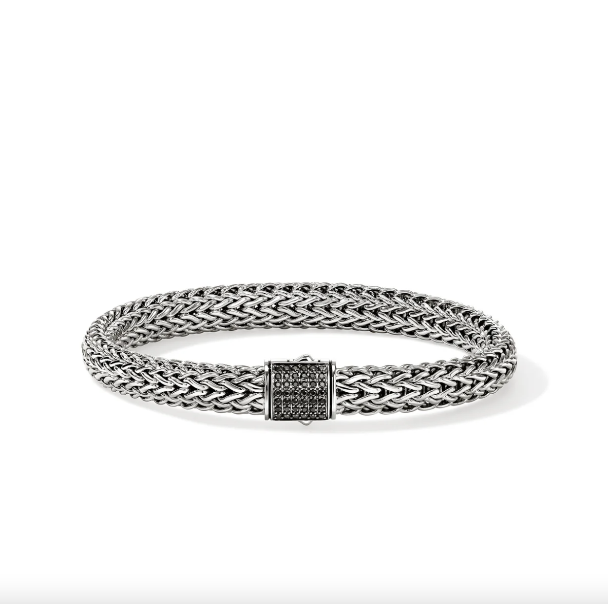 Sterling Silver Icon 7.5mm Bracelet with Treated Black Sapphire Clasp by John Hardy