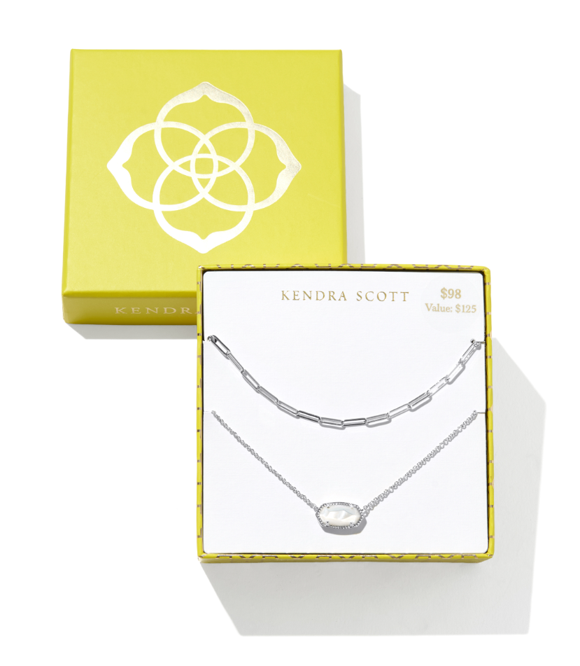 Silver Elisa & Courtney Necklace Gift Set in Ivory Mother of Pearl by Kendra Scott