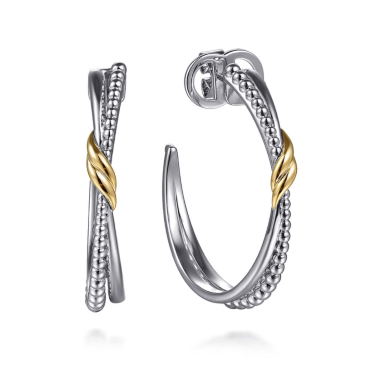Sterling Silver & 14K Yellow Gold Bujukan J-Hoops by Gabriel NY Main image
