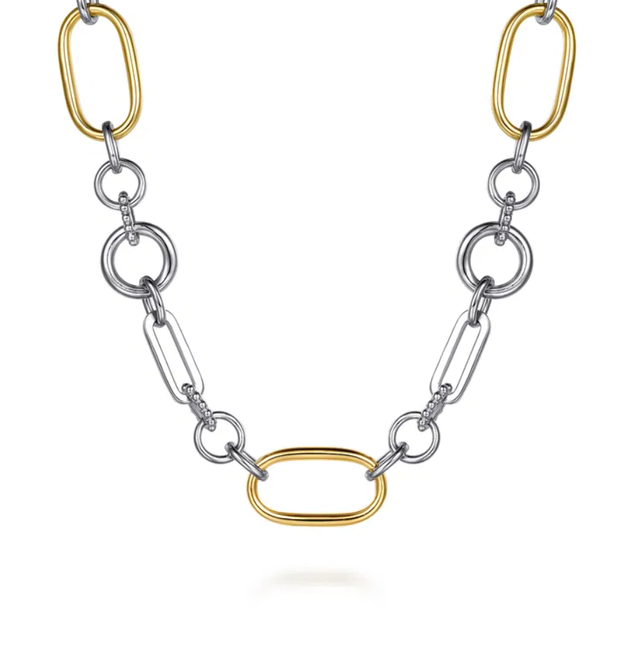 Sterling Silver & 14K YG Bujukan Link Chain Necklace by Gabriel NY Main image
