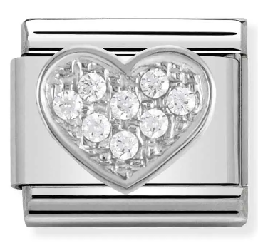 Stainless Steel & Sterling Silver CZ Heart Charm Main image