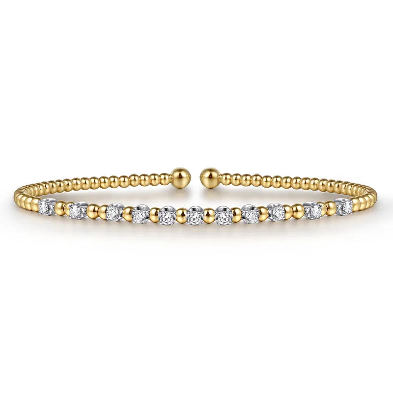 14K Two-Tone Bujukan Diamond Split Bangle by Gabriel NY