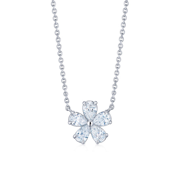 Platinum Pear Shape Diamond Floral Pendant by KWIAT