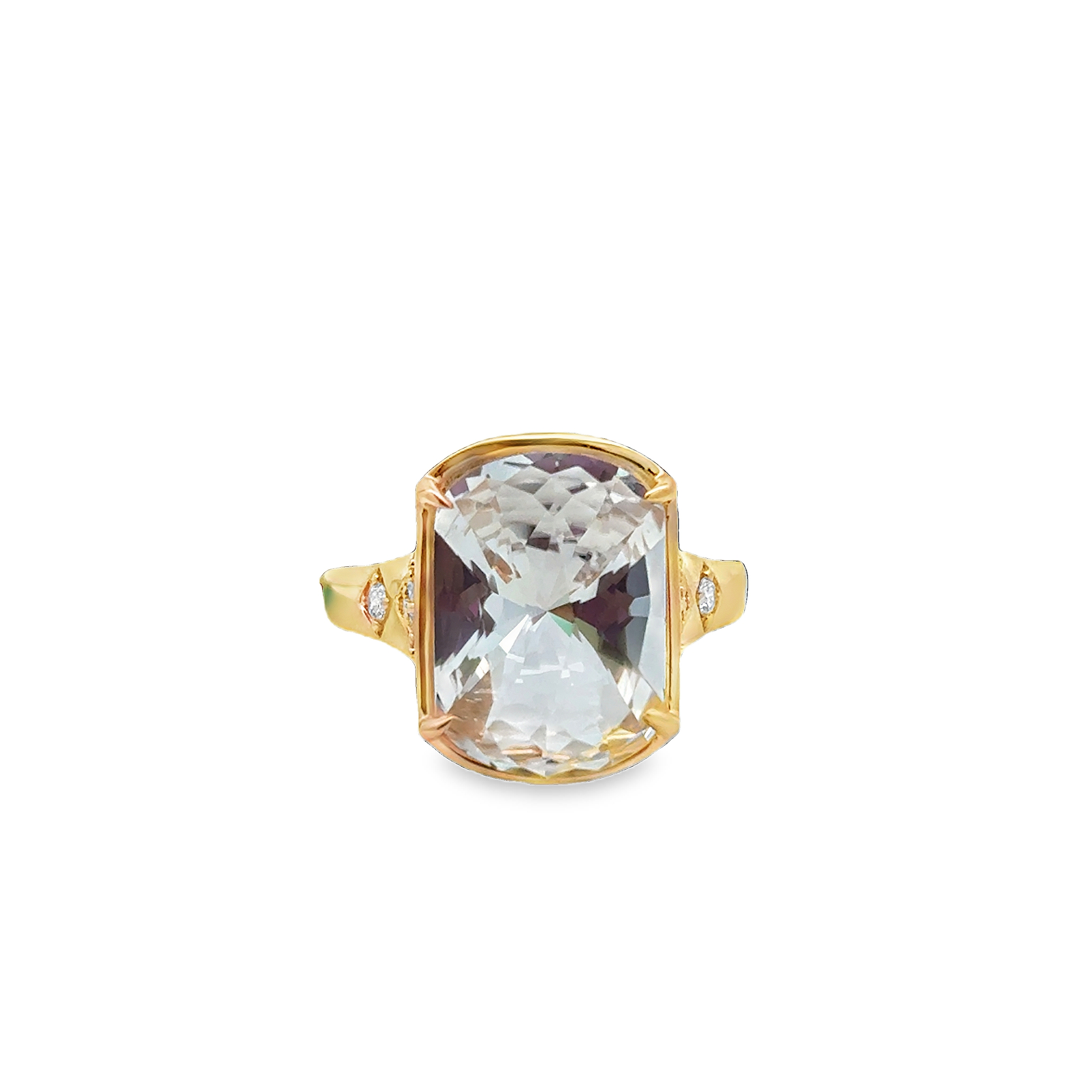 18K YG Colorless Topaz & Diamond Accent Ring by David Kord
