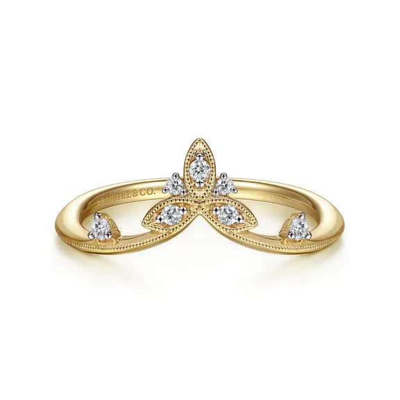 14K YG Diamond Chevron Wedding Band by Gabriel NY Main image