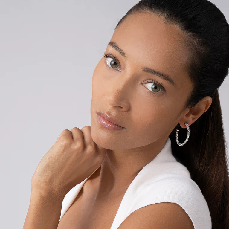 Sterling Silver Small Caviar Thin Hoop Earrings by LAGOS