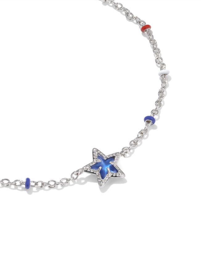 Rhodium Plated Mini Cassidy Chain Bracelet in Cobalt Blue Illusion by Kendra Scott