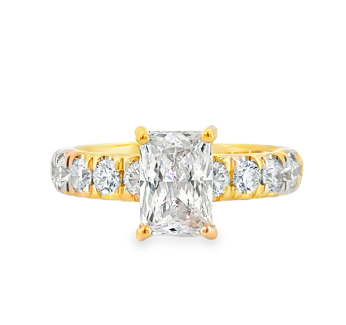14K Yellow Gold 9/10cttw Diamond Line Radiant Semi-Mount Main image