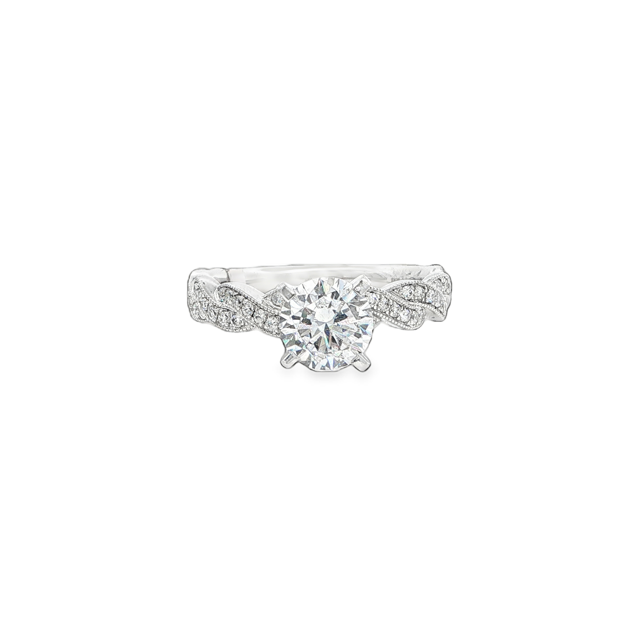 Plat 52 Dia=1/3cttw Pave Twist Engagement Ring