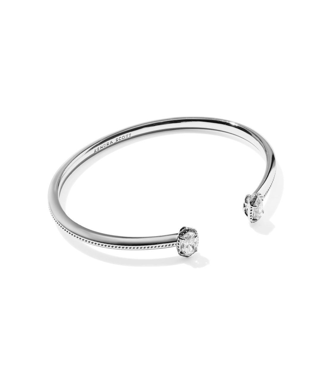 Rhodium Plated Mini Elton Bangle in White CZ by Kendra Scott Main image