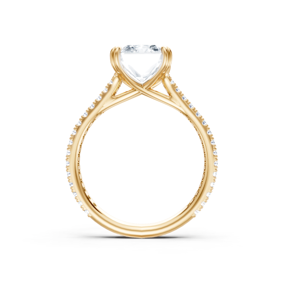 14K Yellow Gold Two-Row Diamond Cathedral Semi-Mount Secondary image
