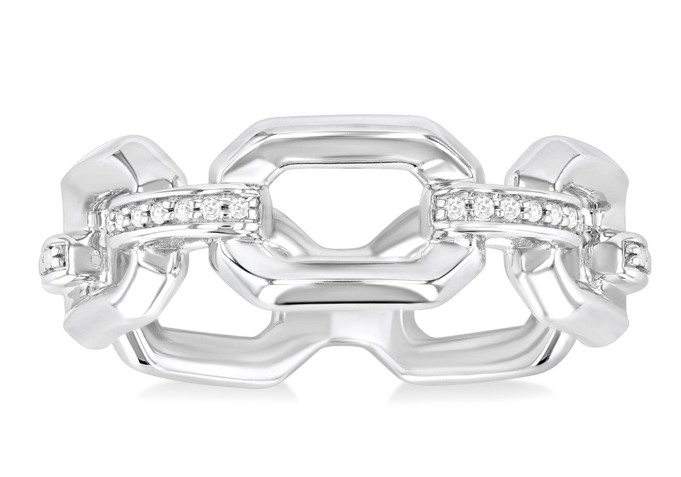 SS 1/20CTTW DIA OCTAGON LINK RING
